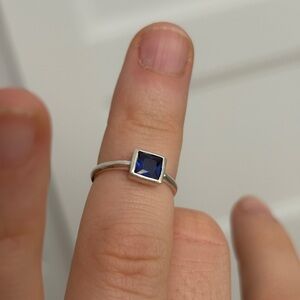 Elegant Silver Blue Stone Ring